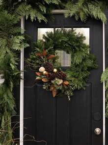 1pc Artificial Pine Garland, Plastic Pine Garland, Suitable For Indoor Stair Hanging Decoration, Tabletop Center Decoration, Christmas & Winter Decor (It Is Recommended To Purchase Multiple Batches To Achieve The First Picture Effect)