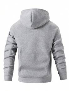 1pc Men's Solid Gray Long Sleeve Hoodie, Suitable For Casual Everyday Wear And Gift For Friends, Autumn/Winter Sweatshirt