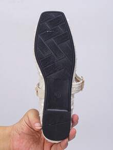 Sepatu Flat Mary Jane Vintage Ukuran Plus 35-43, Sepatu Kerja Sol Lembut Ujung Persegi, Sepatu Balerina Bertali Baru untuk Pakaian Sehari-hari & Pesta Musim Semi/Gugur untuk Wanita, Pola Acak - Putih - View 7