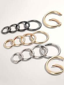 10pcs Spring O-Ring Alloy Buckle Portable Hook Clip Key Ring DIY Accessory For Keychains Bags Wallets Handbags And Pet Leashes School Supplies - Silver - View 3