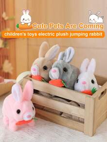 1pc Electric Plush Realistic Rabbit Toy, Cute Animal Model, Can Walk, Bark, Movable Ears, Adorable Pet Doll, Roleplay Holiday Gift