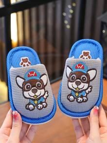 1 Pair Children's Slippers, Cartoon Dinosaur Design, Anti-Slip, Indoor Wear, For Toddler & Little Boys, Autumn/Winter