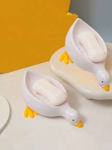 1PC/2PCS/Set Duck Soap Box, Soap Drain Box, Cartoon Soap Box That Can Drain, Bathroom Soap Rack, Soap Container, Minimalism, Essential For Bathrooms And Families. Home Bathroom Decor Fall Decor Back To School - Multicolor - View 15
