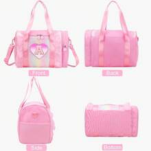 Personalized Monogram Dance Bag Girls - 3-6 Years Duffle Bag Kids Lightweight Resistant Oxford Backpack Ballet Cheerleading Sleepovers Gymnastics - 粉色 - 查看 7