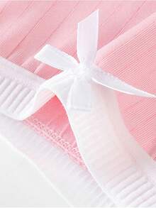 5pcs Random Color Cute Bow Decor Panties, Girls' Solid Color Comfortable Everyday Underwear - Multicolor - View 2