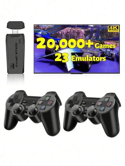 64GB Wireless Retro Game Console With 20,000+ Games, Built-In PS1, MD, SFC, FC, GBA, GBC, GB, MAME Emulators, 4K HD Output And 2.4GHz Wireless Controller, Plug And Play TV Video Game, Best Gift For Family Gathering, Office DIY Game Competition