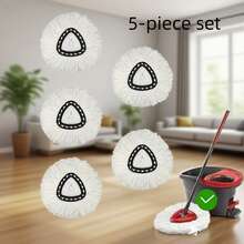 5 Pack Microfiber Spin Replacement Heads, 360 °   Flexible Rotation, Compatible With O-Cedar And Triangular Mops, Cleans Stubborn Stains With Just One Wipe - trắng - Xem 1