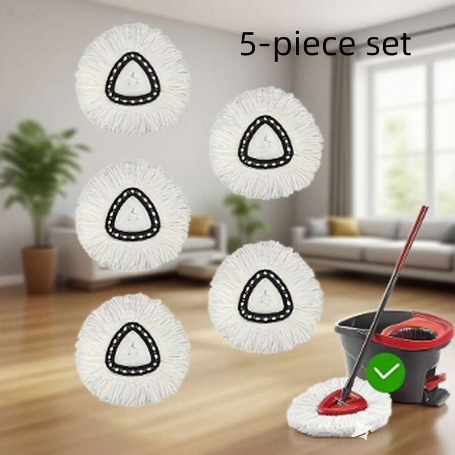 5 Pack Microfiber Spin Replacement Heads, 360 °   Flexible Rotation, Compatible With O-Cedar And Triangular Mops, Cleans Stubborn Stains With Just One Wipe - trắng - Xem 1