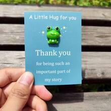 1/2/5 Pcs Mini Cute Resin Frog Decorated Hug Greeting Card, Inspiring Greeting Card With Mini Frog Inspirational Gift Suitable For New Year's Gift And Valentine's Day Gift For Colleagues And Family - Multicolor - View 2