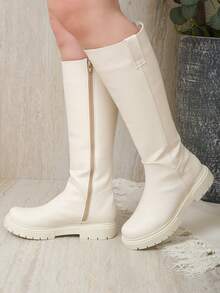 Women Knee-High Boots - 米色 - 查看 3