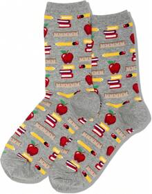 Calcetines de Mujer Hot Sox Ocupación Divertida y Mamá - Paquete de 1 Par - Regalos Novedosos Lindos y Divertidos para el Día de la Madre - Mascota de profesor (negro) - Ver 4
