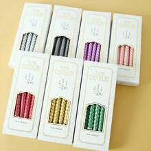 12 Stücke neue europäische Kerzen mit Gewinde und langem Schaft für romantische Geständnisse, Kerzenlichtdinner, Hochzeiten, Heimgebrauch, rauchfrei und geruchlos