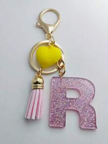 1 buc breloc cu litere engleze din rășină epoxidică Galaxy cu ciucure și decor cu inimă, cadou pentru prieteni și mame, accesorii de Halloween pentru Ziua Profesorilor