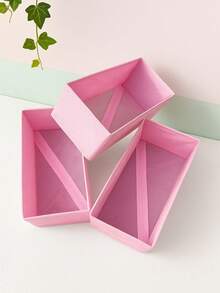 1/3/6pcs Foldable Drawer Organizer Boxes, Closet Storage Containers, Open Compartment Design For Underwear, Socks, Scarves, Ties, Small Toys, Nursery, Vanity, Office, Wardrobe, Bedroom - Pink - View 3