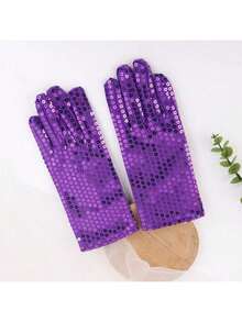 1 Pair Glittery Gloves For Adults, Suitable For Dancing, Stage Performance, Masquerade, Halloween Costume Party, Fashion Accessory
