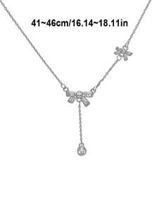 1pc Elegant & Unique Butterfly Shaped Pendant Necklace With Rhinestone & Zirconia Decoration For Women, Suitable For Daily Wear