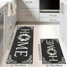 1pc Home Letter Pattern Rug, Polyester Drainage Mat, Suitable For Kitchen, Living Room, Entrance, Balcony, Home Decor, Anti-Stain, Cafe, Bar, Holiday, Party, Bedroom, Bathroom Decor - Black and White - View 15