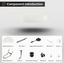 KKTONER - Taburete con Ruedas con Respaldo Medio, Altura Ajustable, Silla giratoria de Piel sintético con Ruedas para Oficina o hogar y redacción (Blanco) - Negro - Ver 8