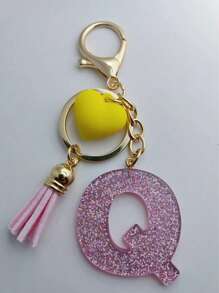 1 buc breloc cu litere engleze din rășină epoxidică Galaxy cu ciucure și decor cu inimă, cadou pentru prieteni și mame, accesorii de Halloween pentru Ziua Profesorilor