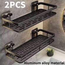 1/2pcs Punch-Free Self-Adhesive Wall-Mounted Shower Rack, Bathroom Towel Rack, Kitchen Storage Organizer, Bathroom Organizer, Makeup Organizer, Aluminum Alloy, Storage Containers, Large Capacity,Suitable For Bathroom, Kitchen, Under Cabinet, Sink, Balcony And More,Bathroom Decor, Dorm Room Essentials College, Room Decor, Bathroom Decor, Shelves For Wall Bathroom Accessories Bathroom Tools