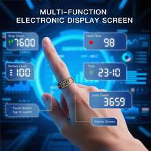 2025 NEW Smart Ring Fitness Tracker For Women Men,Smart Ring With Display Screen Health Tracker And Touch Button, Bluetooth Connection Health Monitor Tracks Heart Rate/Blood Oxygen/Sleep/Sports Activities, IP68 Waterproof (Gold, 8#) - Gold - View 12