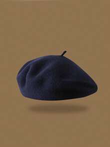 1件装女士贝雷帽秋冬韩版淑女南瓜贝雷帽休闲保暖羊毛帽百搭日系复古艺术家画家帽 - 彩色 - 查看 7