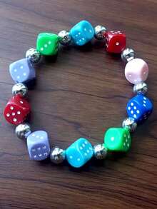 1pc Acrylic Dice Beads Stretch Bracelets Jewelry Accessories For Men Funny Game Lucky - Beaded Bracelet - View 18