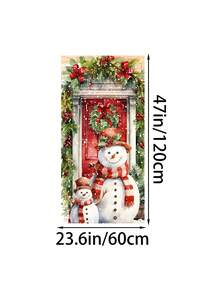1 pezzo Decorazione natalizia in poliestere per porta d'ingresso, con acquerello di Babbo Natale, pupazzo di neve e corona, decorazione natalizia per casa e portico