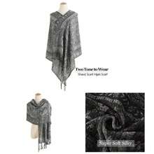 Paisley Pashmina Rave Shawl Scarf - Womens Reversible Jacquard Pashmina Wraps Evening Dresses - C#.黑色銀色 - 查看 2