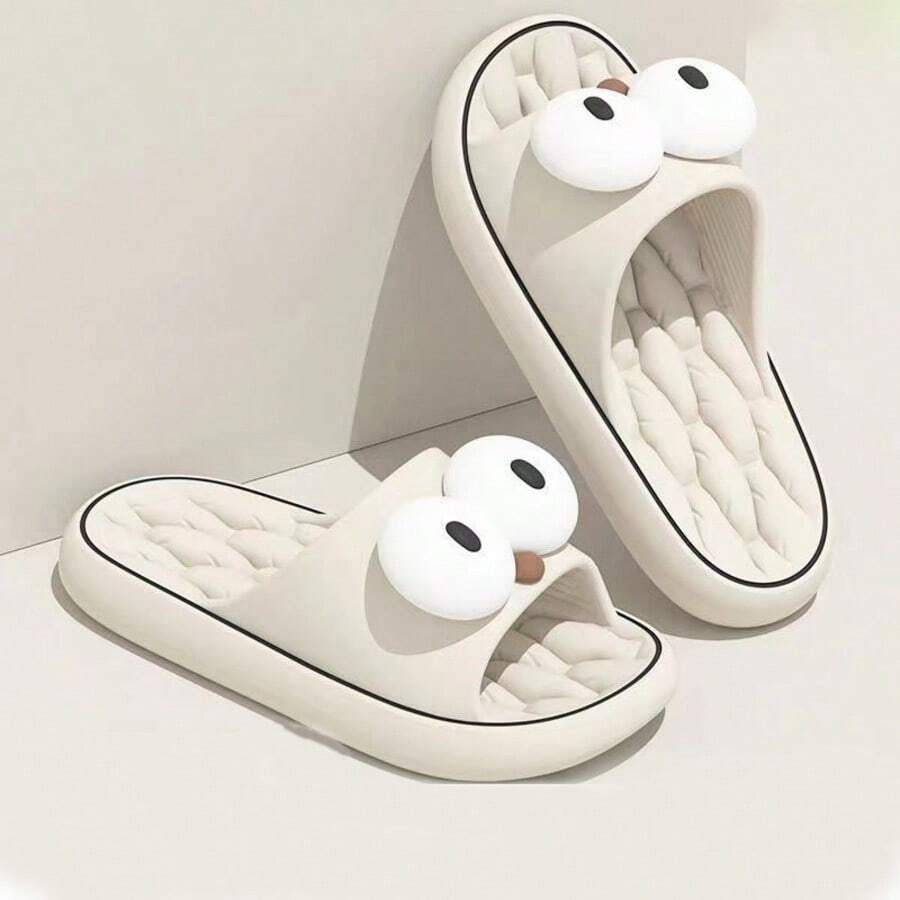 Pantuflas cómodas de EVA para mujeres - Diseño de ojo grande, textura antideslizante, amortiguación suave para usar en interiores y exteriores, sandalias de playa, para todo el año, disponibles en varios colores, zapatos casuales para el hogar, zapatos divertidos y antideslizantes