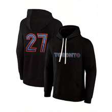 Men's Vintage Toronto #27 Hoodie - Loose Fit Pullover Sweatshirt With Back Number Emblem, Thick Non-Stretch Fabric For Sports & Everyday Casual - Christmas Gift For Him, Couples (Machine Washable), Streetwear Fashion, Sporty Design, Cozy Material, Hooded Sweater, Urban Streetwear