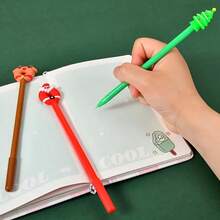 2 pezzi Penne a tema natalizio, strumenti di scrittura per ufficio e scuola, regalo per studenti, stili diversi, scrittura fluida, calligrafia chiara, regali per le feste - Multicolore - Visualizzare 6