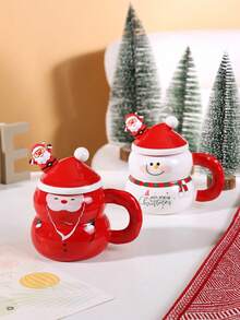 1pc Creative Christmas Ceramic Mug, Cartoon Snowman Design, Large Capacity Water Cup, Gift Box, Women's Christmas Gift, Souvenir, High-Quality Ceramic Coffee/Water Cup, Office Use