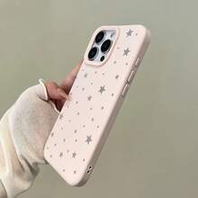 Carcasă de telefon la modă cu model de stea albă și roz, 1 carcasă de telefon personalizată pe ecran complet, cu model de leopard, compatibilă cu 16 Pro Max, 15/14 Plus, 13, 12, 11, husă de protecție, cadou de primăvară, petrecere de ziua de naștere, sărbătoare - Multicolor - Vizualizare 4