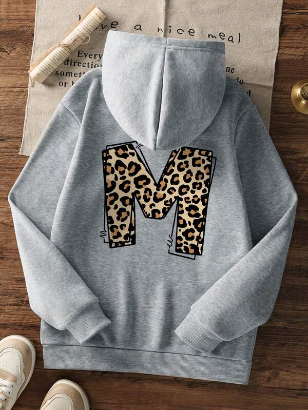 1pc Tween Girls Casual Printed Pullover Hoodie Sweatshirt, Fleece Lined, Long Sleeve, Autumn/Winter