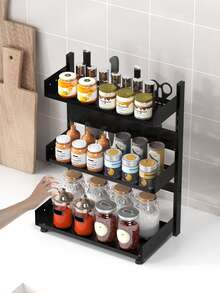 This 3-Tier Spice Rack Is Suitable For Home And Restaurant Kitchen Countertops, Can Hold Jars, Seasonings, Sauces And Knives. It Is Multi-Functional, High-Capacity, Detachable And Washable. - Multicolor - View 5
