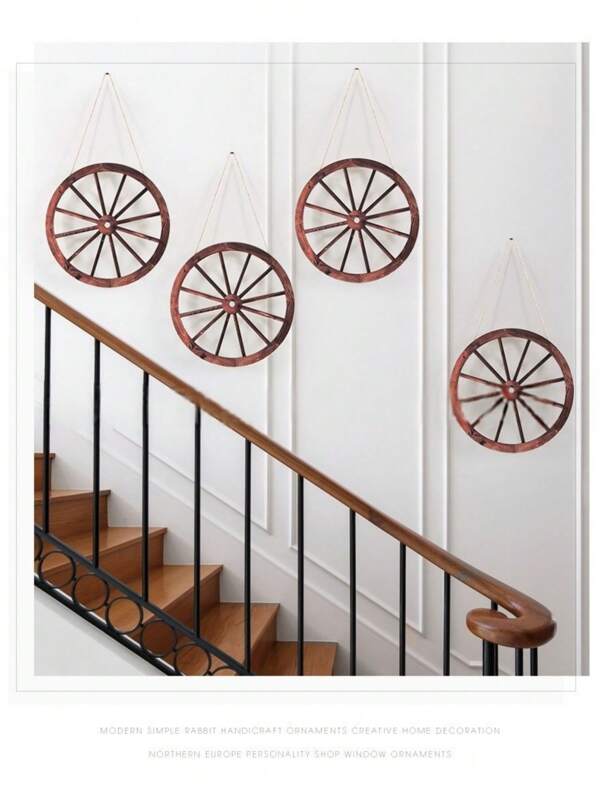 1/3 Pcs Four-Wheeler Decoration Pendant, Wooden Cowboy Party Decoration, Wooden Cart Decoration Of Retro Country Four-Wheeler, Home Decoration Pendant, Suitable For Bar Garage Indoor And Outdoor (Brown, 7.87/11.8 Inches).