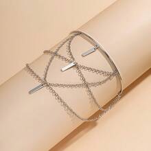 Graceful Minimalist Geometric Tassel Arm Cuff Bracelet, Adjustable Women's Bangle - Ideal For Parties And Vacations, Glamorous Jewelry - 金色 - 查看 6