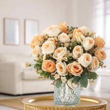 1/3/80 piezas Ramo artificial de 31 cm de peonía de seda e hortensias, rosas simuladas, plantas falsas para decoración de jardín al aire libre, adecuadas para decoración de boda, hogar, restaurante, dormitorio, cocina, alféizar de ventana, decoración de habitación, accesorios para fiestas de cumpleaños, decoración de jardín al aire libre, fiestas de boda, decoración de restaurante familiar, decoración de invierno, regalos de cumpleaños - naranja - Ver 5
