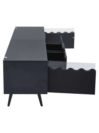 Sairedel Lowboard 176*38*45 Cm Support Legs TV Cabinet Drawers Cabinets Sturdy St Up To 75 Inches Moderne Living Room Furniture In Zwart view 7