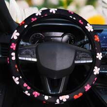 1pc Diving Material Waterproof Flower Leopard Print Footprint Cow Fabric Car No Inner Ring Steering Wheel Cover Suitable For 14.5-15 Inch Steering Wheel Cover General Motors Products - one-size - View 6