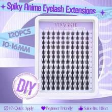 Anime Lash Clusters With Spikes Manga Eyelash Clusters Band Spiky Clusters Eyelash Extensions Natural Cluster Lashes Wispy 10 - 16mm Lash Extension Band Individual Lashes 120Pcs - 動漫02 - 查看 5