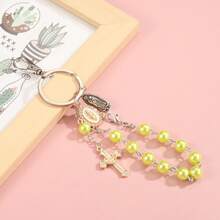 1 Stück klassischer Schlüsselanhänger mit Glas- und Harz-Perlen-Mariendarstellung, geeignet als Dekoration für Taschen oder als Geschenk für Familie und Freunde, Rucksack für Schultasche, Zubehör, Schlüsselbänder mit ID-Halter, Autoschmuck, Taschenanhänger