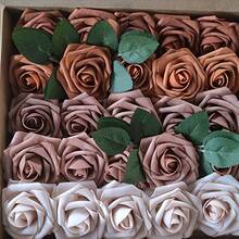 8 Color Options - Each Box Contains 25 Realistic Roses, With 5 Different Flower Shapes For A Single Color, A Bendable Stem, And 8 Leaves. Suitable For Occasions Such As Birthdays, Weddings, Valentine's Day, Christmas Parties, Etc., Adding Precious Commemorative Choices To Your Celebrations - 五色胡桃 - 查看 11