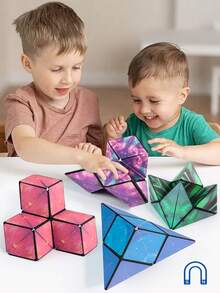 6 seturi de jucării educaționale tridimensionale cu geometrie magnetică, decompresie infinită, pentru băieți și fete, antrenament, dezvoltare a inteligenței copiilor, potrivite pentru a oferi cadouri de ziua de naștere copiilor