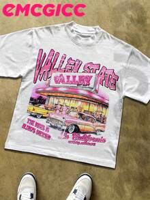 EMCGICC 1PCS,Street Life Men's Y2k Style (220 Pure Cotton T-Shirt) Retro Graphic Funny Double Sided Printing,Hip Hop ,MY LOVE ,Halloween,Carnival, Easter,Men's Summer Tops Round Neck Short Sleeve Casual T-Shirt, Summer Street Sports Life Men's - trắng - Xem 2