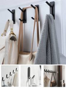 1/2/4pcs Adhesive Hooks, Towel Hook Coat Hooks, Stainless Steel Brushed Wall Hooks, For Hanging Throbe Sponges In Bathroom And Bedroom, Hook Accessories, Auxiliary Hook, Heavy Duty Hook. For Hanging Coat, Clothes, Plants, Gardening Tools, Kitchenware, Pans, Pots, UtBaensils, Spoons, Hat, Towel Robe Hook Rack Wall Mount. For Your Bedroom, Shower, Classroom, Garage, Apartment, College Dorm, Cabinets, Fridge, Organizer And Most Kinds Of Room Decor.