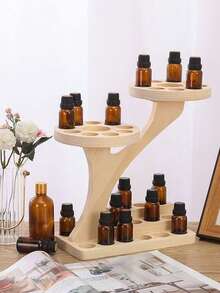 1 pieza Estante de madera para exhibir aceites esenciales, organizador de esmalte de uñas, estante de almacenamiento de maquillaje, soporte liviano de lujo para aceites de 15ML, estante de exhibición de varios niveles para el escritorio, estante para esmalte de uñas, estante para macetas de plantas suculentas, organizador decorativo