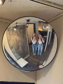 Espelho de parede redondo decorativo de 1 peça - Espelho horizontal de parede de corpo inteiro com moldura de plástico, sem necessidade de eletricidade | Decoração decorativa para sala de estar, quarto, hall de entrada, decoração de parede de banheiro, espelho de selfie para experimentar roupas, decoração de quarto, decoração de camarim, decoração de quarto individual