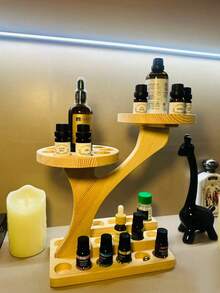 1 pieza Estante de madera para exhibir aceites esenciales, organizador de esmalte de uñas, estante de almacenamiento de maquillaje, soporte liviano de lujo para aceites de 15ML, estante de exhibición de varios niveles para el escritorio, estante para esmalte de uñas, estante para macetas de plantas suculentas, organizador decorativo